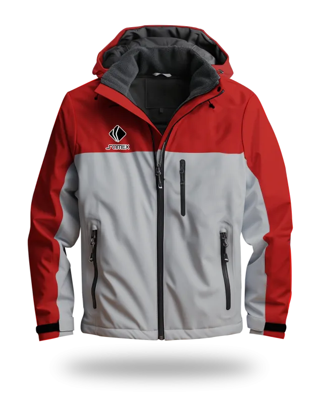 ChaquetasParka Corporativa rojo y plomo