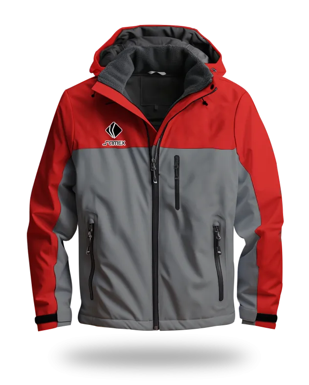 ChaquetasParka Corporativa rojo y plomo oscuro