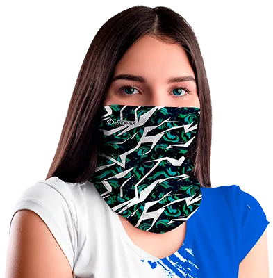 BANDANA DAMA COD. 072 NEGRO - ACUARELA CELESTE - VERDE - BLANCO
