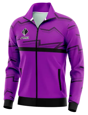 BUZO DEPORTIVO PERSONALIZADO BUZO TEMPLATE BARCELONA MORADO LINEAS NEGRAS COD: 0024 .