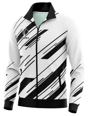 BUZO DEPORTIVO PERSONALIZADO BUZO DEPORTIVO MUNICIPAL 2022 BLANCO - FRANJAS - NEGRAS COD: 0030 .