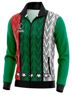 BUZO DEPORTIVO PERSONALIZADO BUZO SANTIAGO WANDERERS 2022 BLANCO - VERDE - ROJO - NEGRAS - LINEAS COD: 0044 .