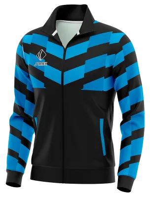 BUZO DEPORTIVO PERSONALIZADO BUZO TIBURONES ROJOS VERACRUZ 1819 CELESTE - NEGRO - FRANJAS COD: 0062 .