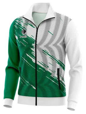 BUZO DEPORTIVO PERSONALIZADO BUZO SOCCER DISEÑO BASIC BLANCO - VERDE - LINEAS COD: 0067 .