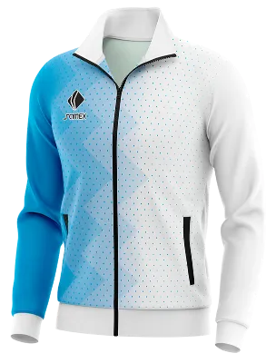 BUZO DEPORTIVO PERSONALIZADO BUZO CHELSEA II EDITION BLANCO - CELESTE - TRIANGULOS - PUNTOS COD: 0070 .
