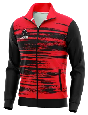 BUZO DEPORTIVO PERSONALIZADO BUZO ROJO - NEGRO - LINEAS COD: 0086 .