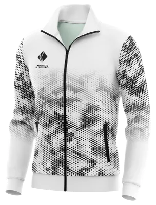 BUZO DEPORTIVO PERSONALIZADO BUZO TEXTURA HEXAGONAL BLANCO - NEGRO COD: 0095 .