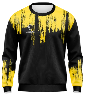 BUZO DEPORTIVO CUELLO REDONDO PERSONALIZADO BUZO ATLETICO DE MADRID CONCEPT NEGRO - AMARILLO - LINEAS COD: 0019 .