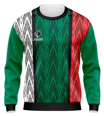 BUZO DEPORTIVO CUELLO REDONDO PERSONALIZADO BUZO SANTIAGO WANDERERS 2022 BLANCO - VERDE - ROJO - NEGRAS - LINEAS COD: 0044 .