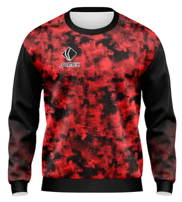 BUZO DEPORTIVO CUELLO REDONDO PERSONALIZADO BUZO TEMPLATE AJAX ROJO - NEGRO COD: 0072 .