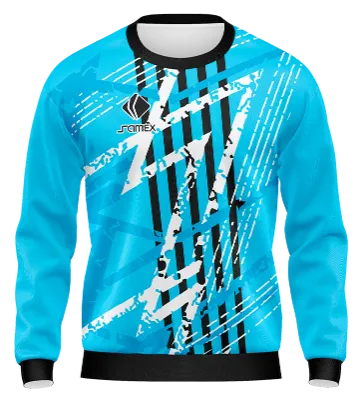 BUZO DEPORTIVO CUELLO REDONDO PERSONALIZADO BUZO REAL SOCIEDAD CONCEPT CELESTE - BLANCO - NEGRO - LINEAS COD: 0075 .