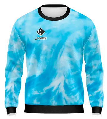 BUZO DEPORTIVO CUELLO REDONDO PERSONALIZADO BUZO BLANCO - CELESTE - ACUARELA COD: 0077 .