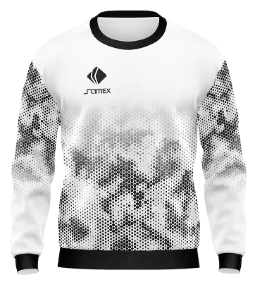 BUZO DEPORTIVO CUELLO REDONDO PERSONALIZADO BUZO TEXTURA HEXAGONAL BLANCO - NEGRO COD: 0095 .