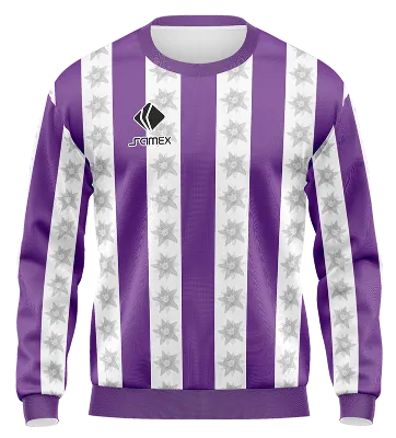 BUZO DEPORTIVO CUELLO REDONDO PERSONALIZADO BUZO APF PARAGUAY FANTASY MORADO - BLANCO - FRANJA - ESTRELLA COD: 0096 .