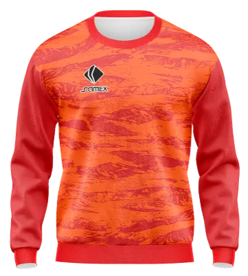 BUZO DEPORTIVO CUELLO REDONDO PERSONALIZADO BUZO COLOMBIA NARANJA CON ROJO COD: 0099 .
