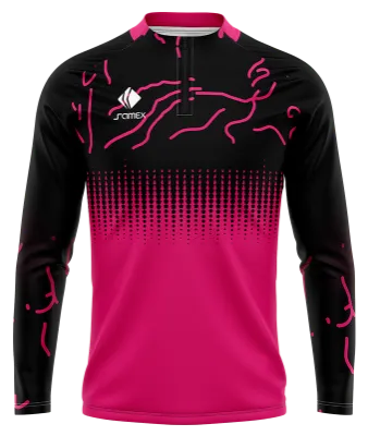 BUZO DEPORTIVO MEDIO CIERRE PERSONALIZADO BUZO AJAX LINE BRUSH CONCEPT ROSADO - NEGRO - LINEAS COD: 0051 .