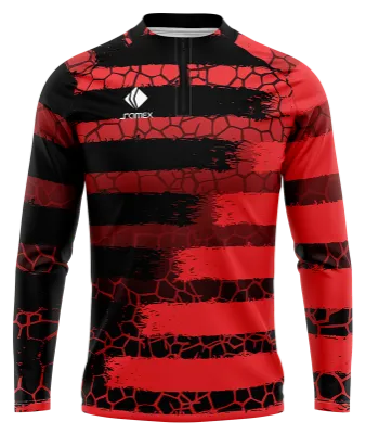 BUZO DEPORTIVO MEDIO CIERRE PERSONALIZADO BUZO DESIGN VECTOR PIEDRA TEXTURA ROJA - NEGRO COD: 0058 .
