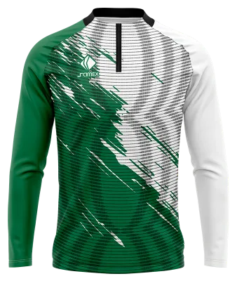 BUZO DEPORTIVO MEDIO CIERRE PERSONALIZADO BUZO SOCCER DISEÑO BASIC BLANCO - VERDE - LINEAS COD: 0067 .