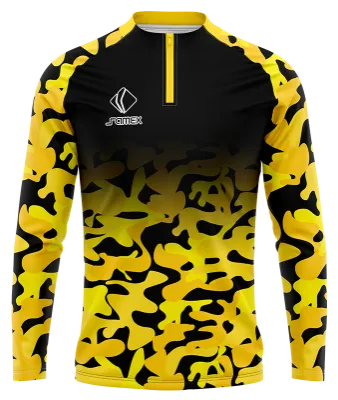 BUZO DEPORTIVO MEDIO CIERRE PERSONALIZADO BUZO TEMPLATE MILITAR DESING CONCEPT AMARILLO - NEGRO - CAMUFLADO COD: 0068 .
