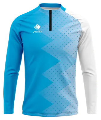 BUZO DEPORTIVO MEDIO CIERRE PERSONALIZADO BUZO CHELSEA II EDITION BLANCO - CELESTE - TRIANGULOS - PUNTOS COD: 0070 .
