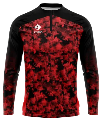 BUZO DEPORTIVO MEDIO CIERRE PERSONALIZADO BUZO TEMPLATE AJAX ROJO - NEGRO COD: 0072 .