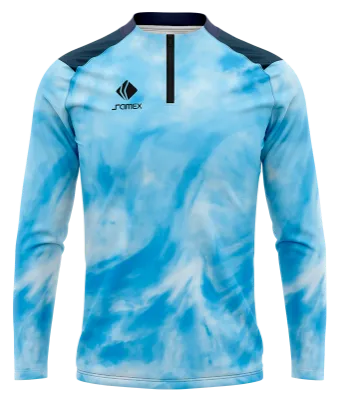 BUZO DEPORTIVO MEDIO CIERRE PERSONALIZADO BUZO BLANCO - CELESTE - ACUARELA COD: 0077 .