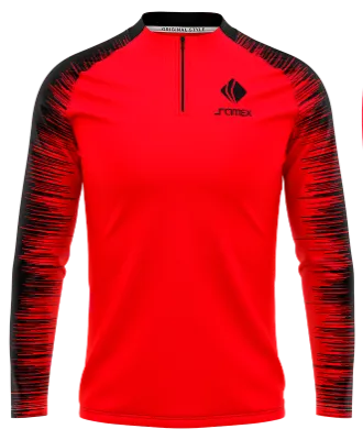 BUZO DEPORTIVO MEDIO CIERRE PERSONALIZADO BUZO ROJO - NEGRO - LINEAS COD: 0084 .