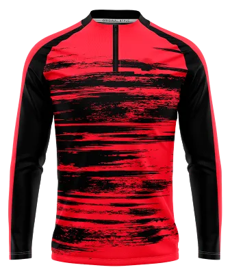BUZO DEPORTIVO MEDIO CIERRE PERSONALIZADO BUZO ROJO - NEGRO - LINEAS COD: 0086 .