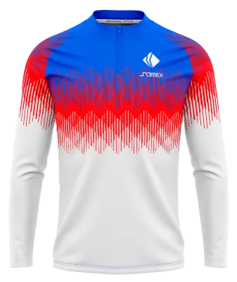 BUZO DEPORTIVO MEDIO CIERRE PERSONALIZADO BUZO INGLATERRA BLANCO - ROJO -AZUL - LINEAS COD: 0088 .