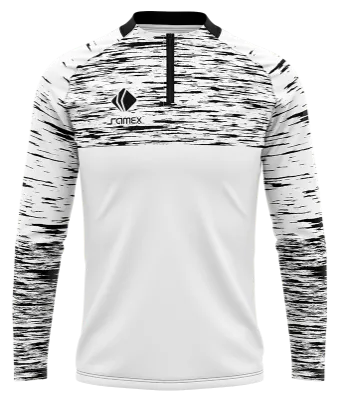 BUZO DEPORTIVO MEDIO CIERRE PERSONALIZADO BUZO TEMPLATE BORUSIA BLANCO - NEGRO - LINEAS COD: 0090 .