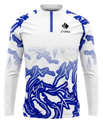 BUZO DEPORTIVO MEDIO CIERRE PERSONALIZADO BUZO CHELSEA FANTASY 2020-21 BLANCO - AZUL - LINEAS COD: 0091 .