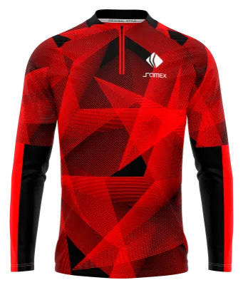 BUZO DEPORTIVO MEDIO CIERRE PERSONALIZADO BUZO FLAMENGO FANTASY 2020-21 ROJO - NEGRO - TRIANGULOS COD: 0093 .