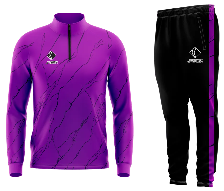 Conjunto Buzo Medio Cierre Cuello Alto ARSENAL 2020-2021 MORADO CON LINEAS NEGRAS COD 15