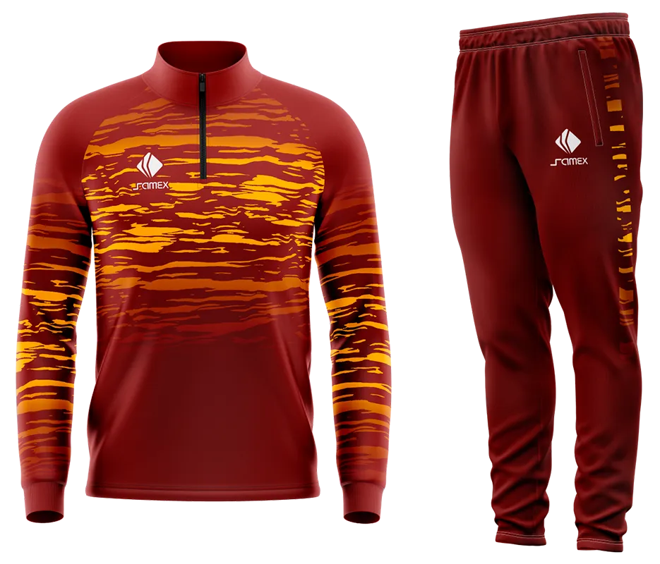 Conjunto Buzo Medio Cierre Cuello Alto ETOILE S.S THIRD KIT 2021-22 GUINDA - AMARILLO - LINEAS COD 23