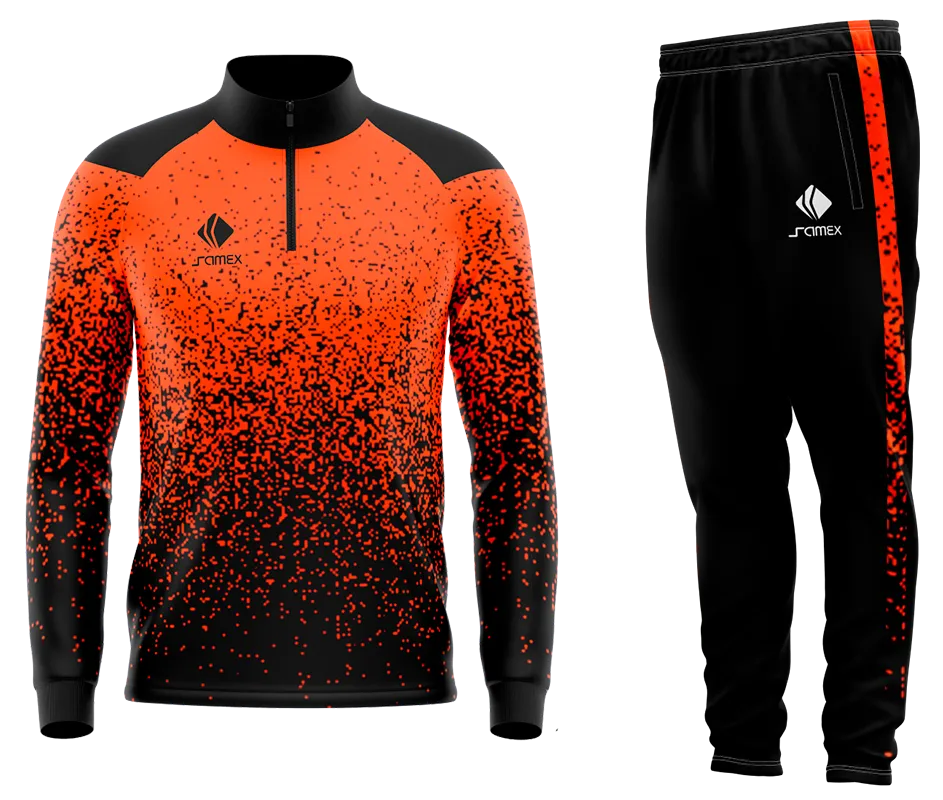 Conjunto Buzo Medio Cierre Cuello Alto TEMPLATE JUVENTUS NEGRO - NARANJA COD 25
