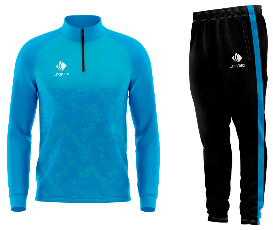 Conjunto Buzo Medio Cierre Cuello Alto TOTTENHAM ENTRENAMIENTO 2021-22 CELESTE COD BZ004