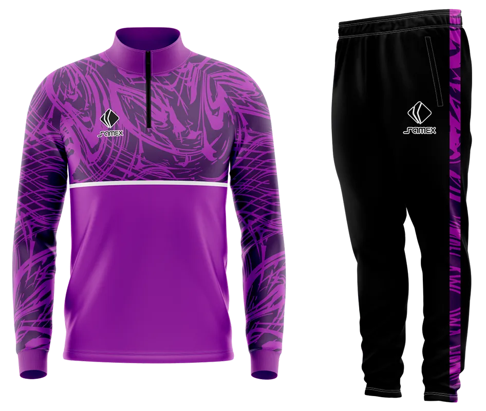 Conjunto Buzo Medio Cierre Cuello Alto SEÑOR DEL MAR SPORTS BOYS 2022 MORADO LINEAS COD 41