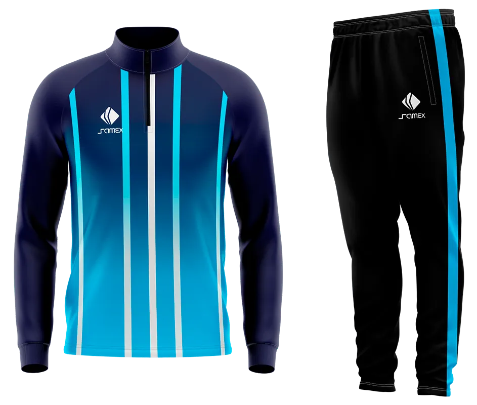 Conjunto Buzo Medio Cierre Cuello Alto MANCHESTER UNITED AZUL - CELESTE - LINEAS COD 47
