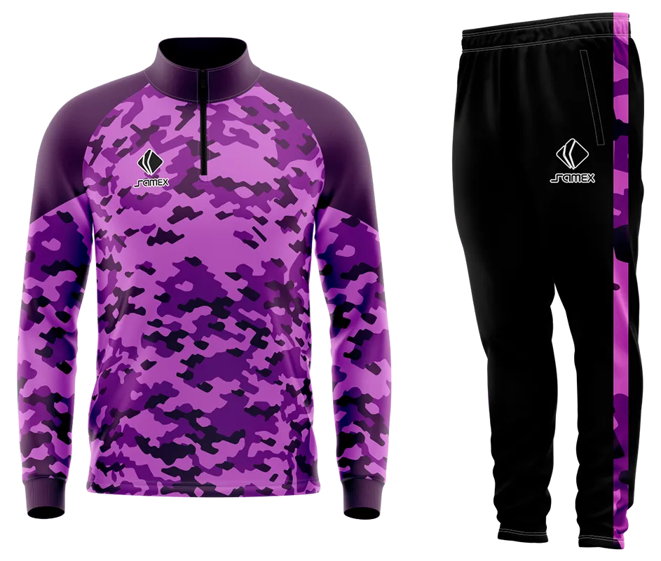 Conjunto Buzo Medio Cierre Cuello Alto JUVENTUS CAMUFLADO MORADO COD 49