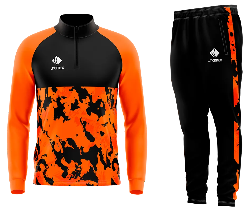 Conjunto Buzo Medio Cierre Cuello Alto TEMPLATE JUVENTUS 2020 NARANJA - NEGRO COD 50