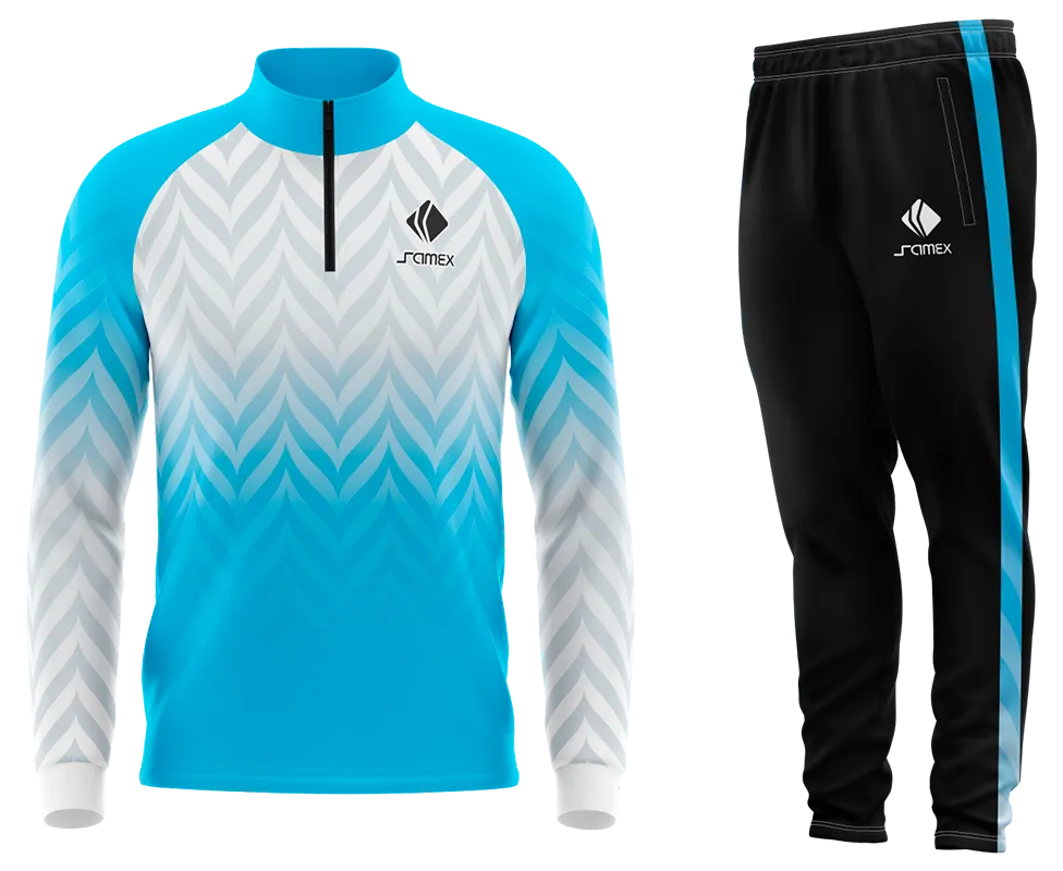 Conjunto Buzo Medio Cierre Cuello Alto ADIDAS DEGRADE - CELESTE - BLANCO - FRANJAS COD 63
