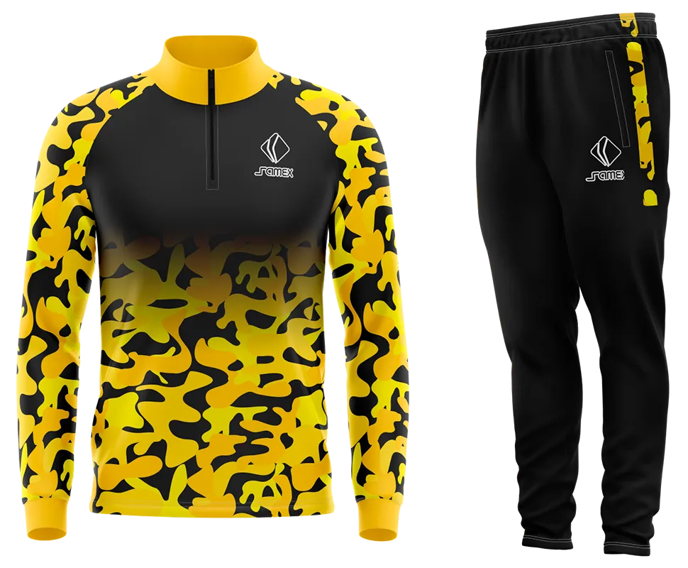Conjunto Buzo Medio Cierre Cuello Alto TEMPLATE MILITAR DESING CONCEPT AMARILLO - NEGRO - CAMUFLADO COD 68