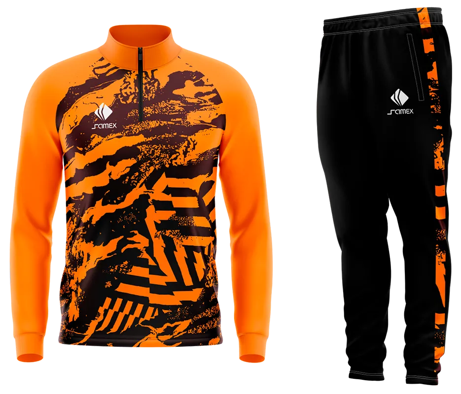 Conjunto Buzo Medio Cierre Cuello Alto GALATASARAY AMARILLO CON LINEAS MARRONES COD BZ007