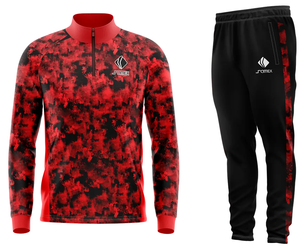 Conjunto Buzo Medio Cierre Cuello Alto TEMPLATE AJAX ROJO - NEGRO COD 72