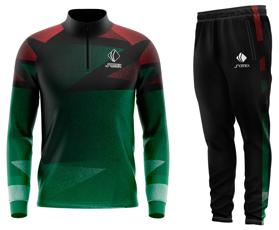 Conjunto Buzo Medio Cierre Cuello Alto VERDE - ROJO - NEGRO - ESTRELLA COD 73