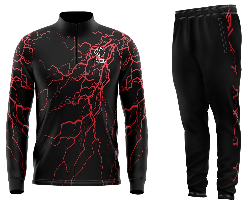 Conjunto Buzo Medio Cierre Cuello Alto ARSENAL RAYO CONCEPT NEGRO - ROJO - RAYOS COD 80