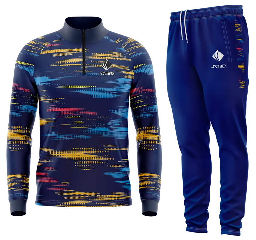 Conjunto Buzo Medio Cierre Cuello Alto RB LEIPZIG 2021-22 AZUL - AMARILLO - ROSADO - CELESTE - LINEAS COD 83