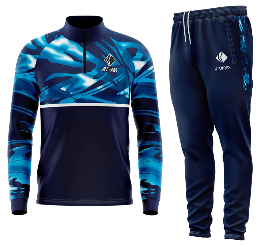 Conjunto Buzo Medio Cierre Cuello Alto RB LEIPZIG 2021 AZUL - CELESTE -BLANCO - ACUARELA COD 89