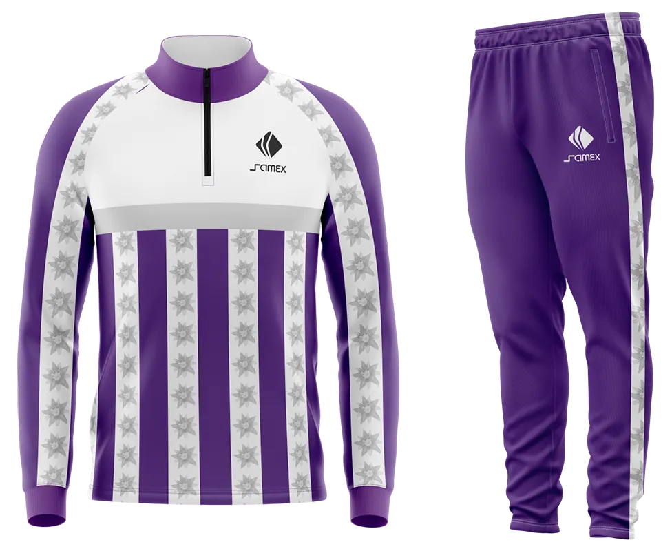Conjunto Buzo Medio Cierre Cuello Alto APF PARAGUAY FANTASY MORADO - BLANCO - FRANJA - ESTRELLA COD 96