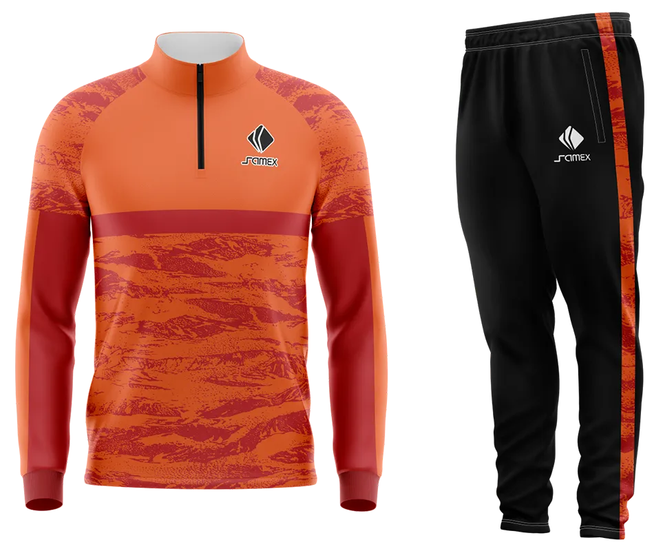 Conjunto Buzo Medio Cierre Cuello Alto COLOMBIA NARANJA CON ROJO COD 99